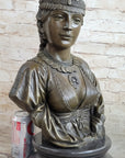 Native American Girl Bronze Bust Sculpture Statue Pocahontas Sacajawea by Villanis 19" x 11"