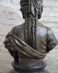 Native American Girl Bronze Bust Sculpture Statue Pocahontas Sacajawea by Villanis 19" x 11"