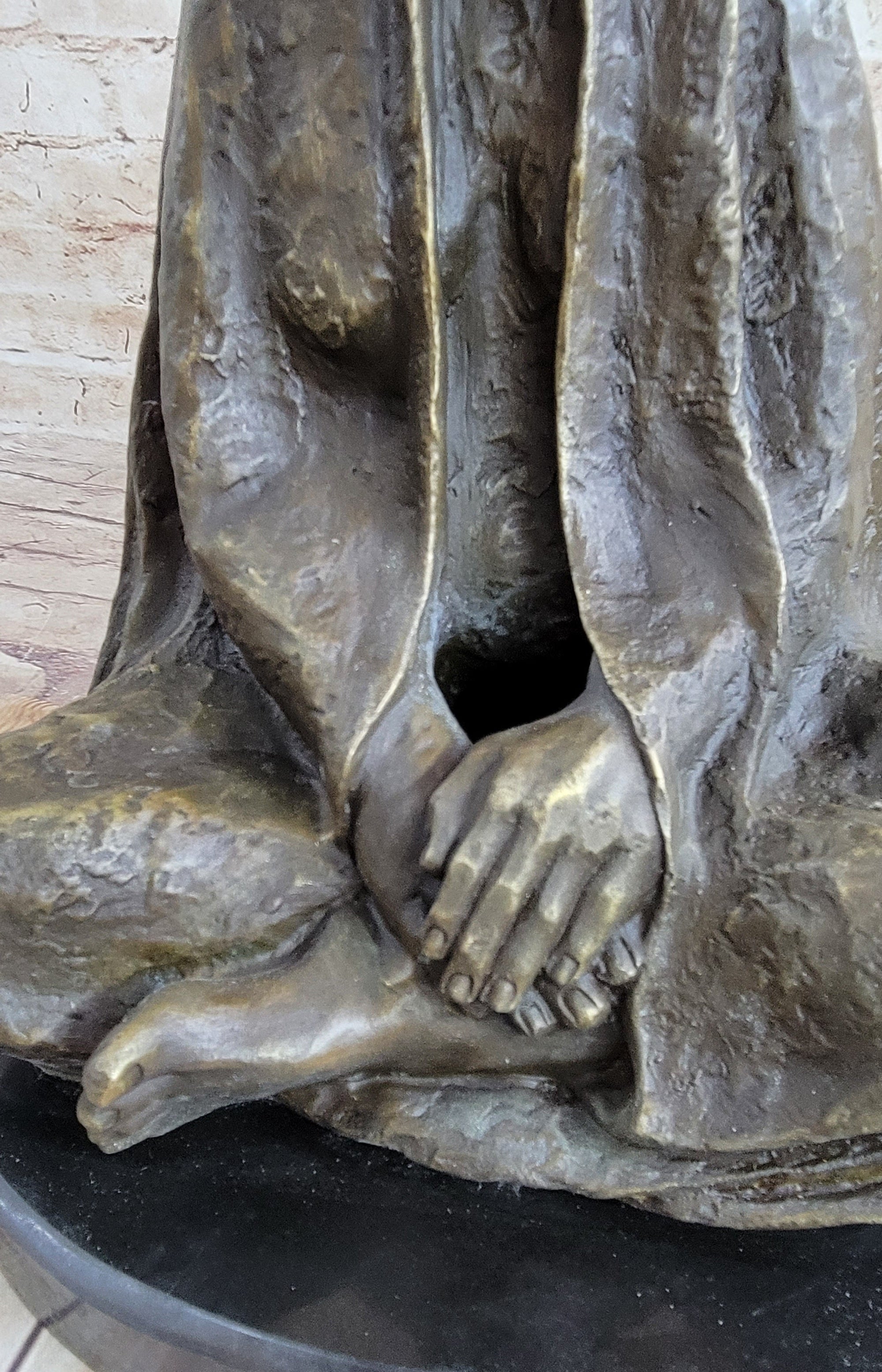 Native American Indian Shaman Medicine Man Sitting Cross Legged Bronze Statue Sculpture