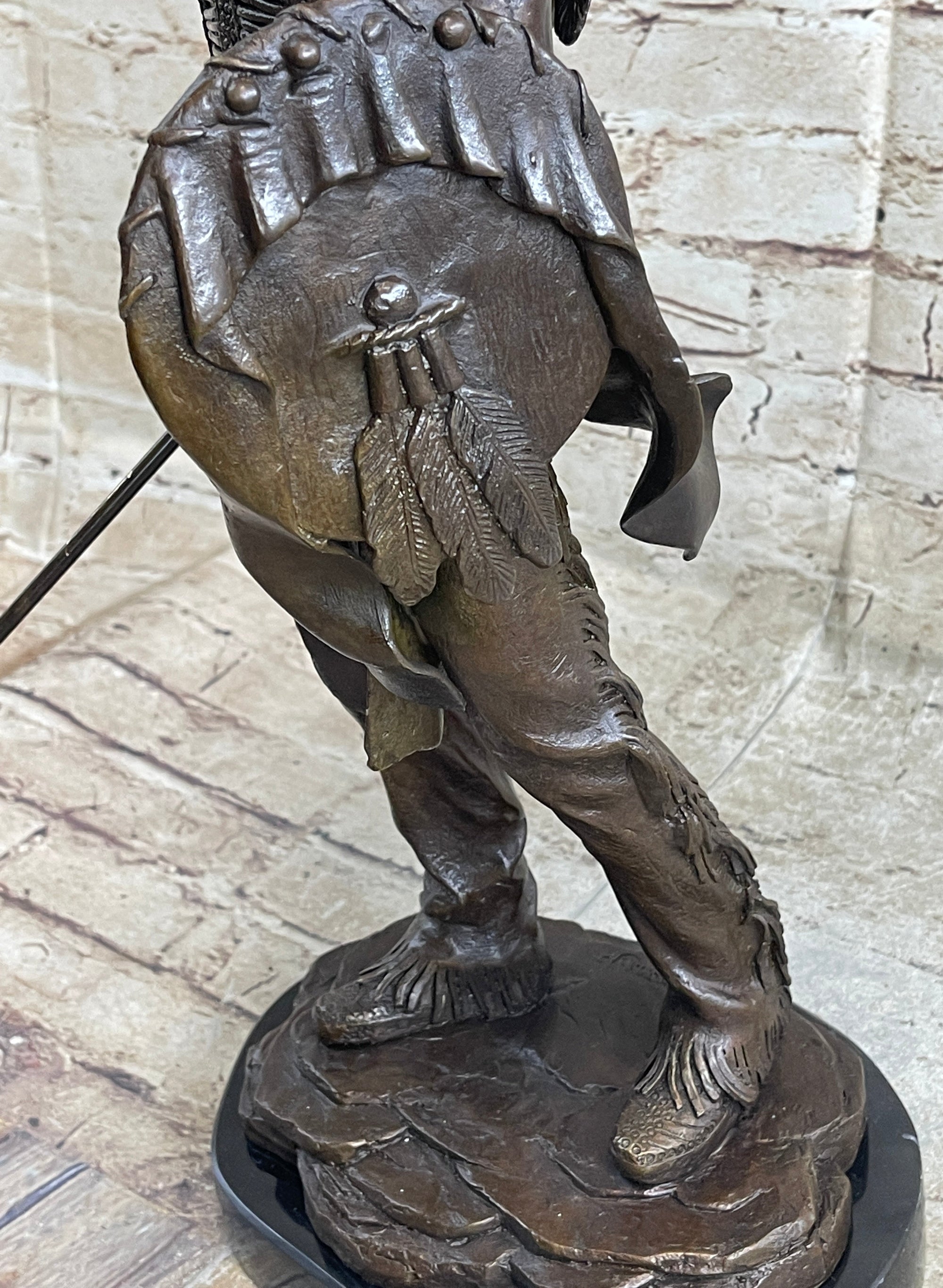 Native American Indian Warrior w/ War Bonnet Bronze Sculpture Statue by P. Manship