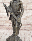 Native American Indian Warrior Bronze Metal Statue Sculpture Figure Original Art