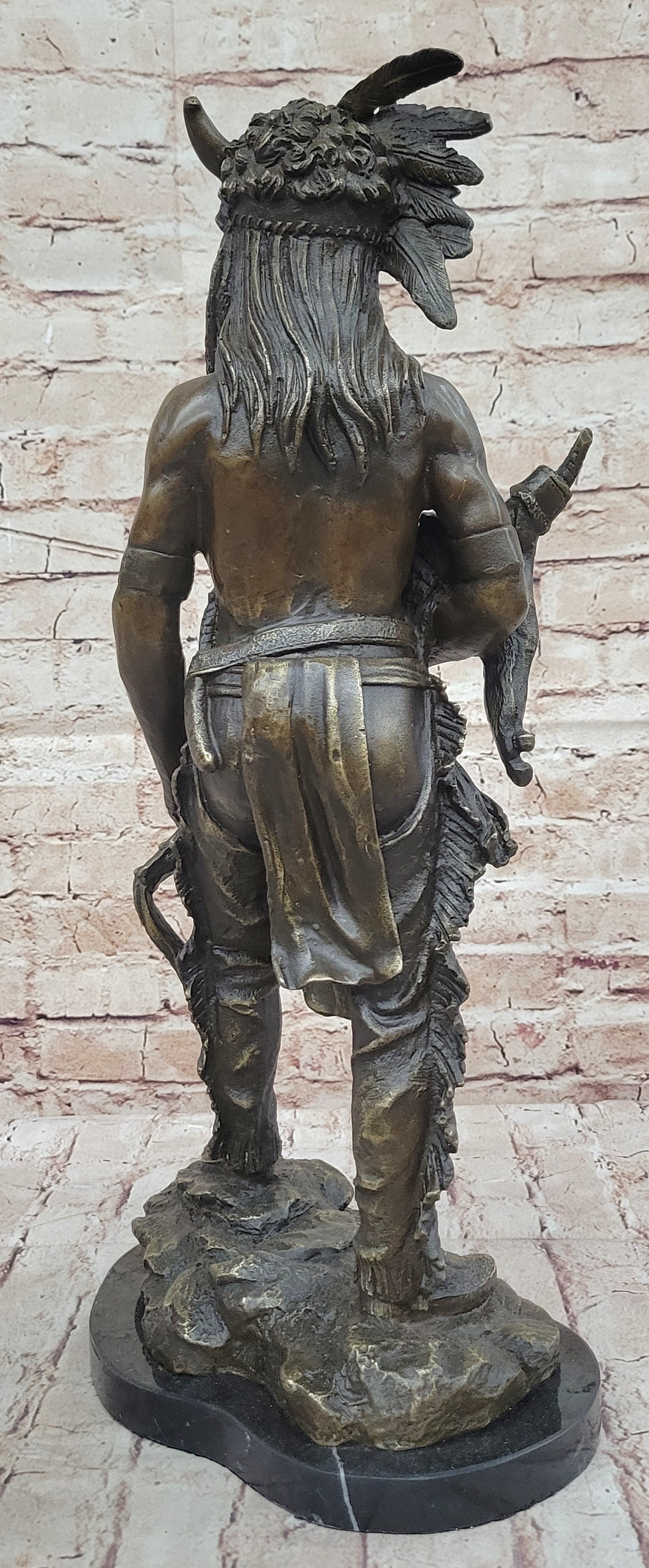 Native American Indian Warrior Bronze Metal Statue Sculpture Figure Original Art