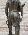 Native American Indian Warrior Bronze Metal Statue Sculpture Figure Original Art