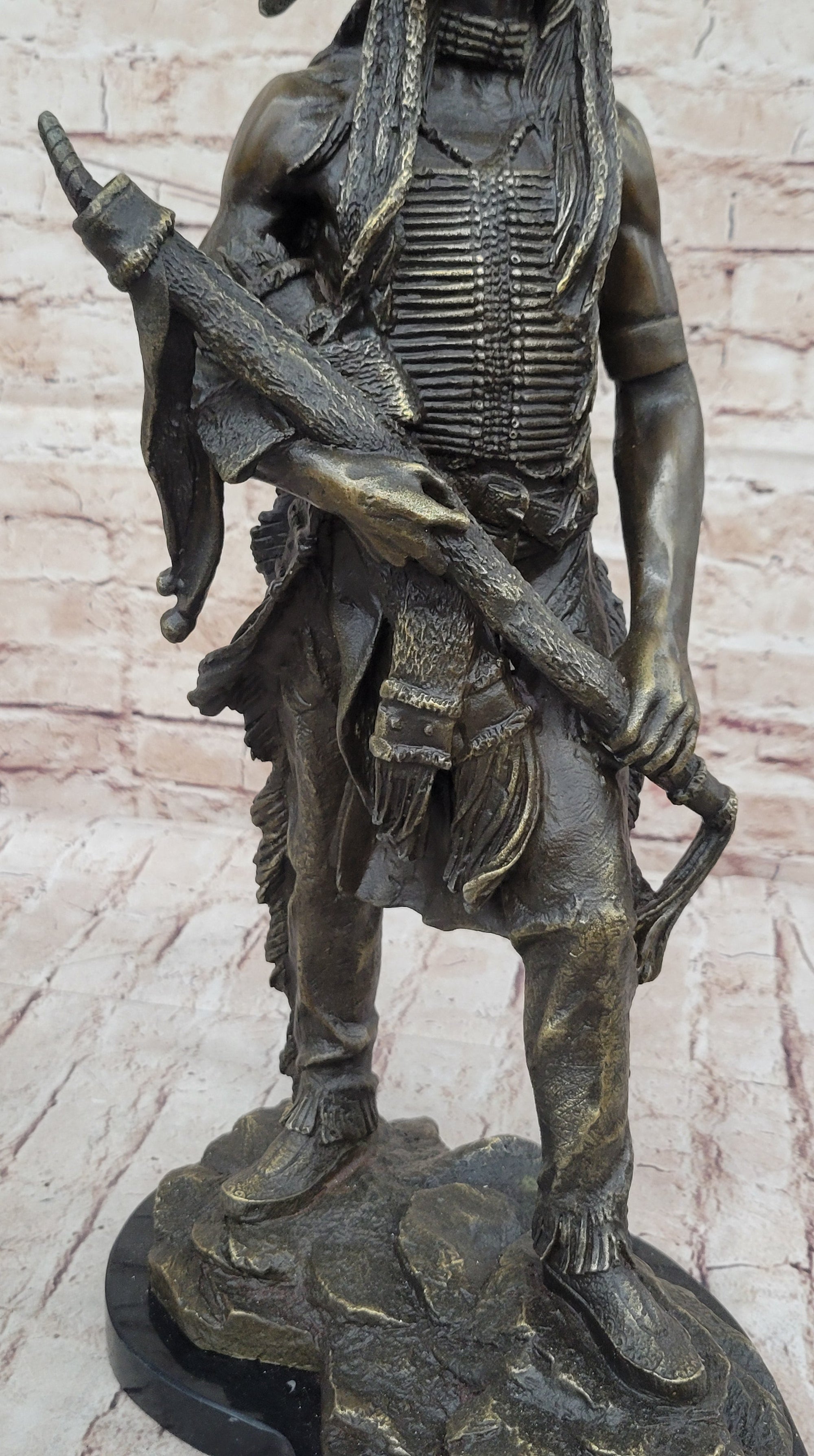 Native American Indian Warrior Bronze Metal Statue Sculpture Figure Original Art