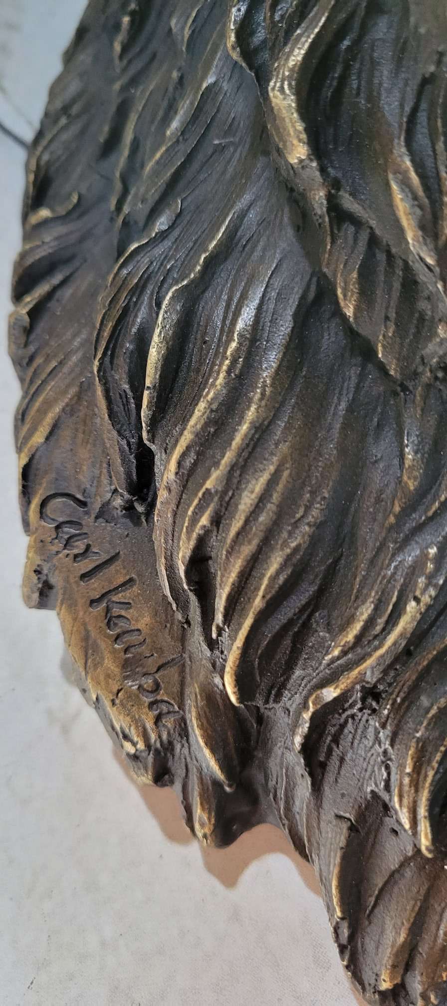 Signed Carl Kauba Life Size Elk Head Bust Bronze Figurine Sculpture Cabin Decor