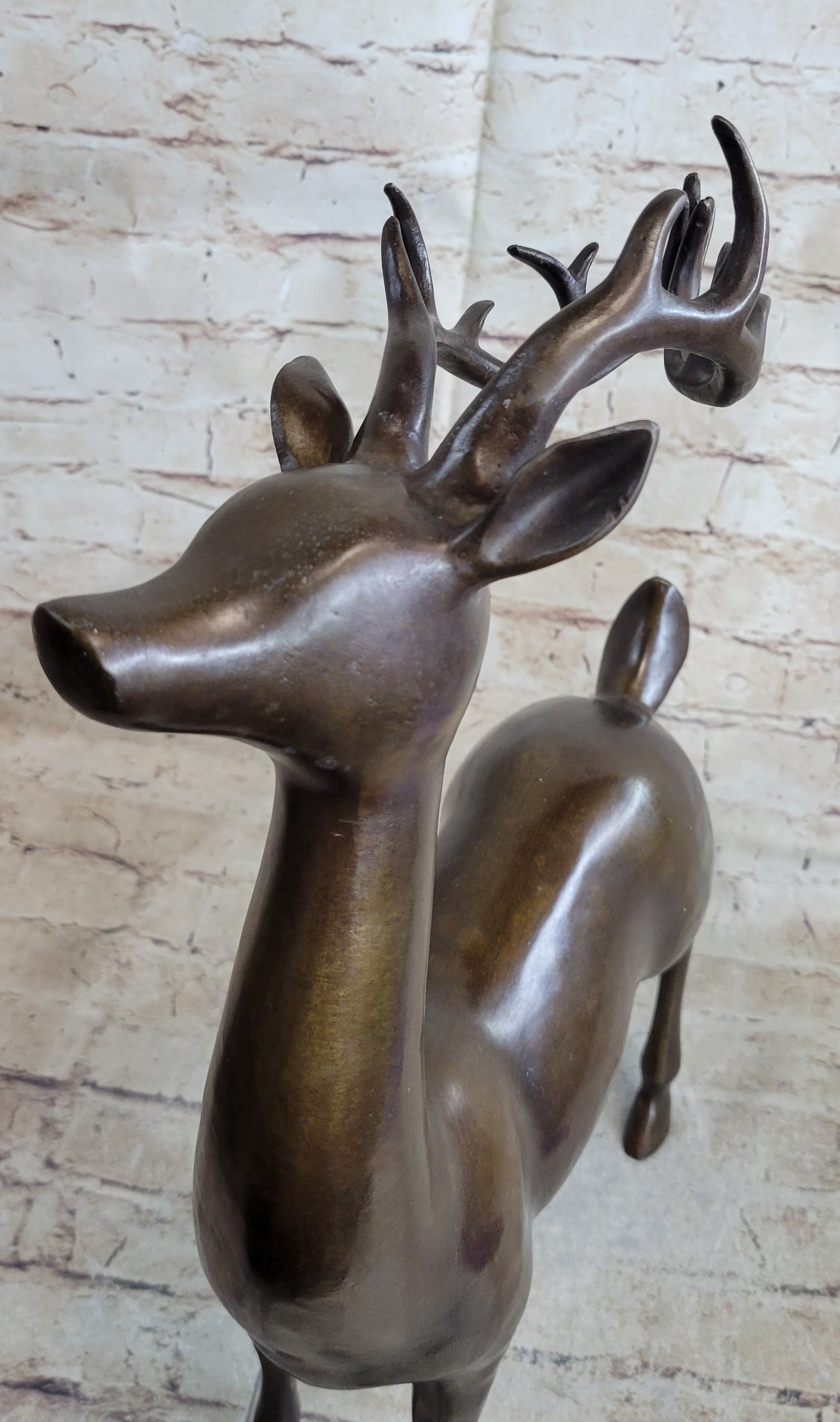 Signed Miguel Lopez Stag Buck Deer Bronze Sculpture Hot Cast Figure Figurine
