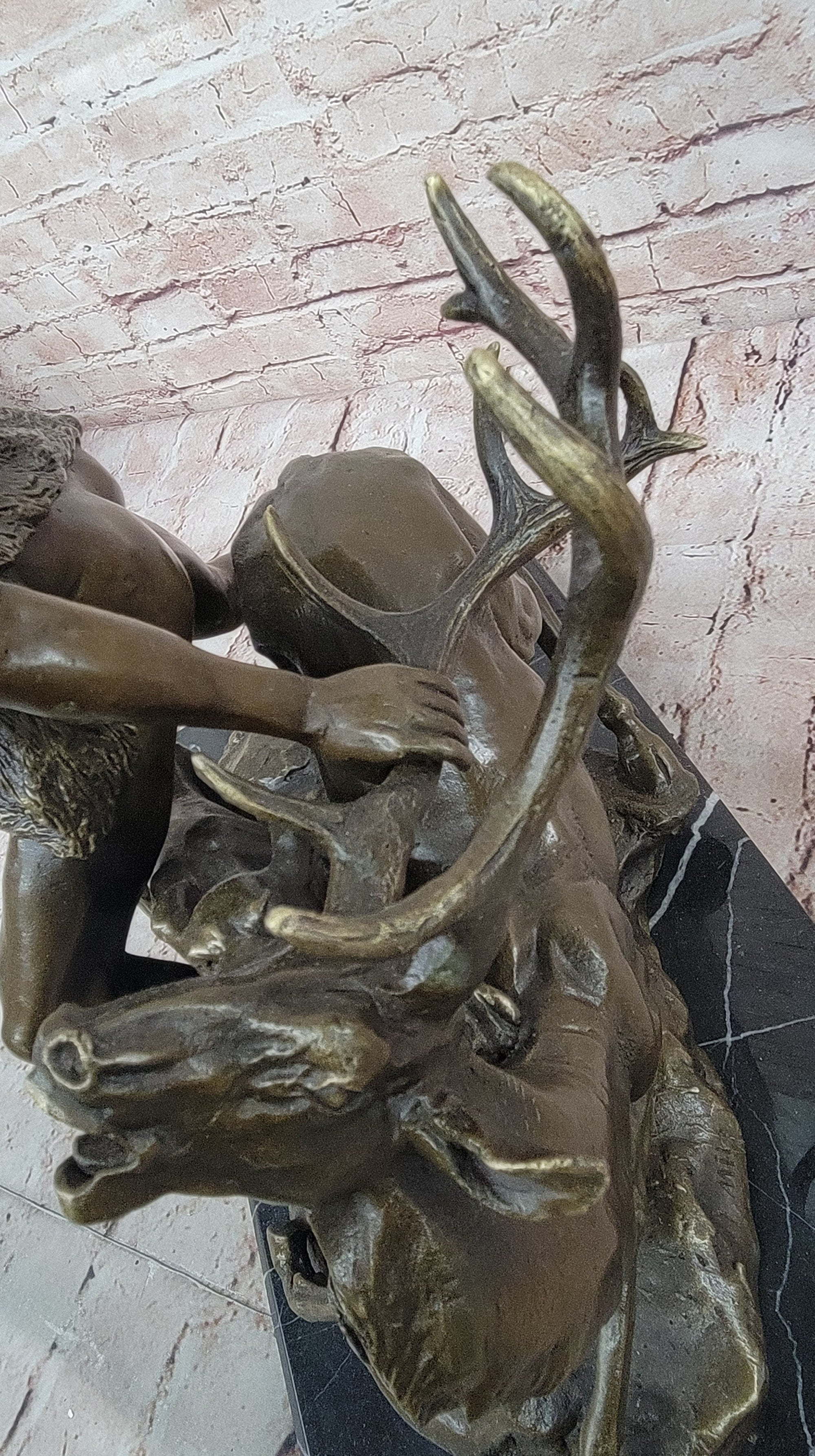 Herecles Hercules &amp; Ceryneian Hind Deer Greek Mythology Bronze Statue Sculpture