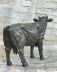 Milk Cow Cattle Bronze Statue Sculpture Figure Figurine Farm Decor 9" x 11"