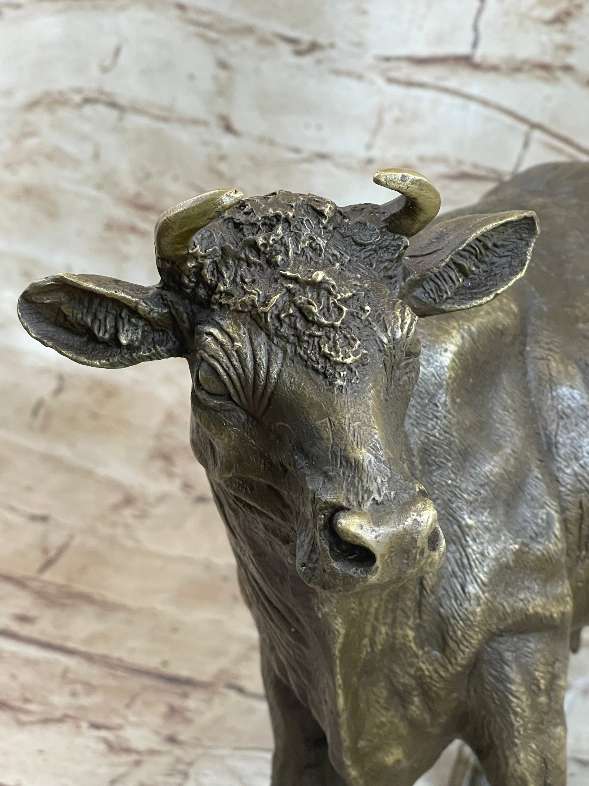 Milk Cow Cattle Bronze Statue Sculpture Figure Figurine Farm Decor 9&quot; x 11&quot;