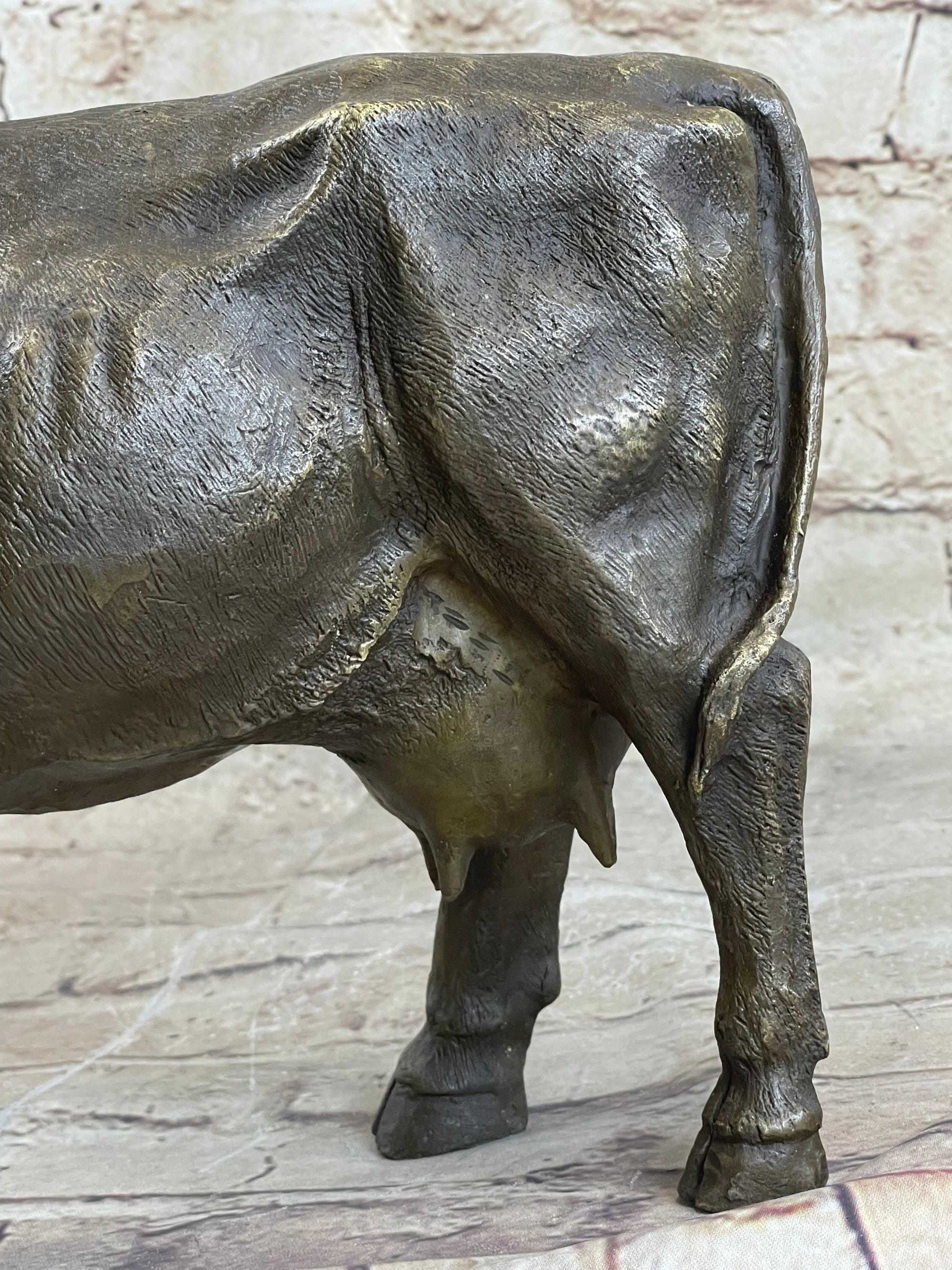 Milk Cow Cattle Bronze Statue Sculpture Figure Figurine Farm Decor 9&quot; x 11&quot;