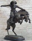 Frederic Remington Bronco Buster Bucking Horse Western Americana Bronze Statue