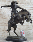 Frederic Remington Bronco Buster Bucking Horse Western Americana Bronze Statue