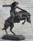 Frederic Remington Bronco Buster Bucking Horse Western Americana Bronze Statue