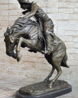 Frederic Remington Bronco Buster Bucking Horse Western Americana Bronze Statue