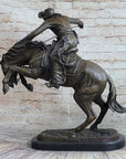 Frederic Remington Bronco Buster Bucking Horse Western Americana Bronze Statue