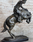 Frederic Remington Bronco Buster Bucking Horse Western Americana Bronze Statue