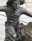 Frederic Remington Bronco Buster Bucking Horse Western Americana Bronze Statue