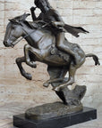 Frederic Remington CHEYENNE bronze statue-Native American Indian on horse