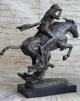 Frederic Remington CHEYENNE bronze statue-Native American Indian on horse