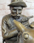 Large Remington Tribute 2  Cowboy and Horse w Gun Bronze Sculpture Marble Statue