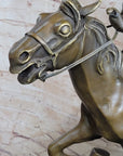Large Remington Tribute 2  Cowboy and Horse w Gun Bronze Sculpture Marble Statue