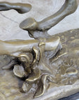 Large Remington Tribute 2  Cowboy and Horse w Gun Bronze Sculpture Marble Statue