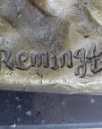 Large Remington Tribute 2  Cowboy and Horse w Gun Bronze Sculpture Marble Statue