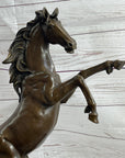Rearing Wild Stallion Horse Bronze Statue Sculpture Figure Equestrian Horses Decor Signed Art