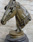 Hot Cast Bronze Horses Head Sculpture Marble Statue Figurine Barye Home Decor Art