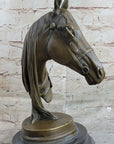 Hot Cast Bronze Horses Head Sculpture Marble Statue Figurine Barye Home Decor Art