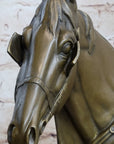 Hot Cast Bronze Horses Head Sculpture Marble Statue Figurine Barye Home Decor Art