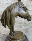Hot Cast Bronze Horses Head Sculpture Marble Statue Figurine Barye Home Decor Art