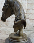 Hot Cast Bronze Horses Head Sculpture Marble Statue Figurine Barye Home Decor Art