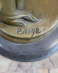 Hot Cast Bronze Horses Head Sculpture Marble Statue Figurine Barye Home Decor Art