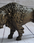 American Buffalo Bull Bison Bronze Metal Figure Figurine Sculpture Statue Western Decor 8" x 11"