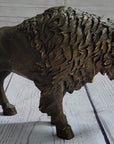 American Buffalo Bull Bison Bronze Metal Figure Figurine Sculpture Statue Western Decor 8" x 11"