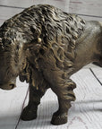 American Buffalo Bull Bison Bronze Metal Figure Figurine Sculpture Statue Western Decor 8" x 11"