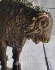 American Buffalo Bull Bison Bronze Metal Figure Figurine Sculpture Statue Western Decor 8" x 11"