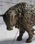 American Buffalo Bull Bison Bronze Metal Figure Figurine Sculpture Statue Western Decor 8" x 11"