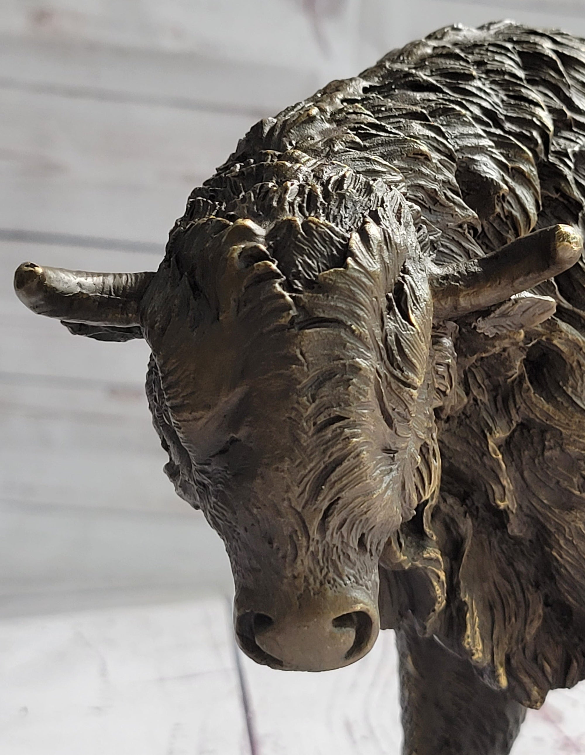 American Buffalo Bull Bison Bronze Metal Figure Figurine Sculpture Statue Western Decor 8&quot; x 11&quot;