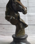Necking Horses Bronze Bust Sculpture Statue Equestrian Decor Signed Original Art