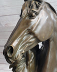 Necking Horses Bronze Bust Sculpture Statue Equestrian Decor Signed Original Art