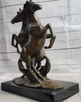 Two Rearing Stallions Horses Bronze Sculpture Statue Horse Lover Decor Signed Art on Marble Base
