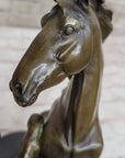 Dueling Stallion Horses Hot Cast Bronze Sculpture Statue Decor Original Art on Marble Base
