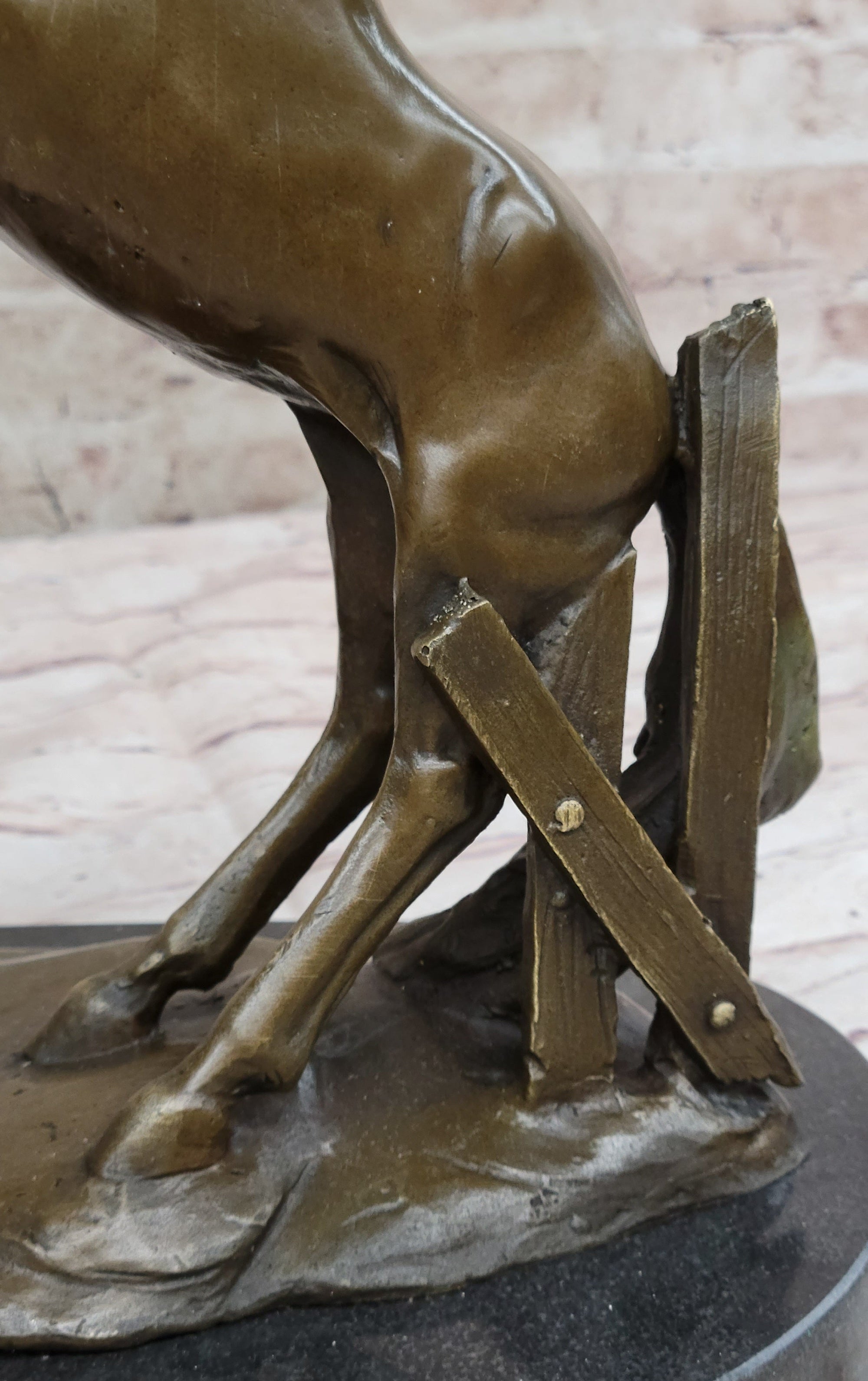 Dueling Stallion Horses Hot Cast Bronze Sculpture Statue Decor Original Art on Marble Base