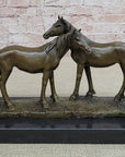 Necking Horses Bronze Sculpture Statue Equestrian Barn Stables Farmhouse Decor
