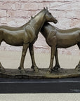 Necking Horses Bronze Sculpture Statue Equestrian Barn Stables Farmhouse Decor