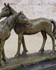 Necking Horses Bronze Sculpture Statue Equestrian Barn Stables Farmhouse Decor