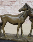 Necking Horses Bronze Sculpture Statue Equestrian Barn Stables Farmhouse Decor