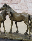 Necking Horses Bronze Sculpture Statue Equestrian Barn Stables Farmhouse Decor